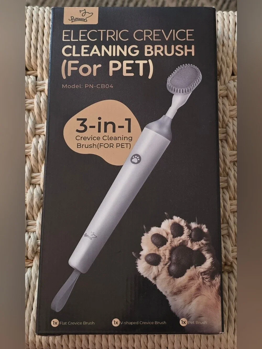 PalNests 3-in-1 Electric Pet Hair & Crevice Cleaning Brush NIB Sealed
